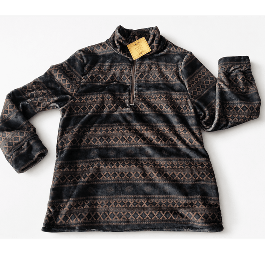 Aztec Printed Sherpa 1/4 Zip Pullover- Unisex