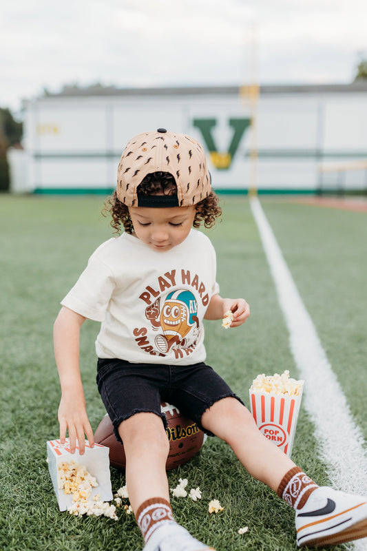 Snacks & football RINGER- Graphic Tee - made to order