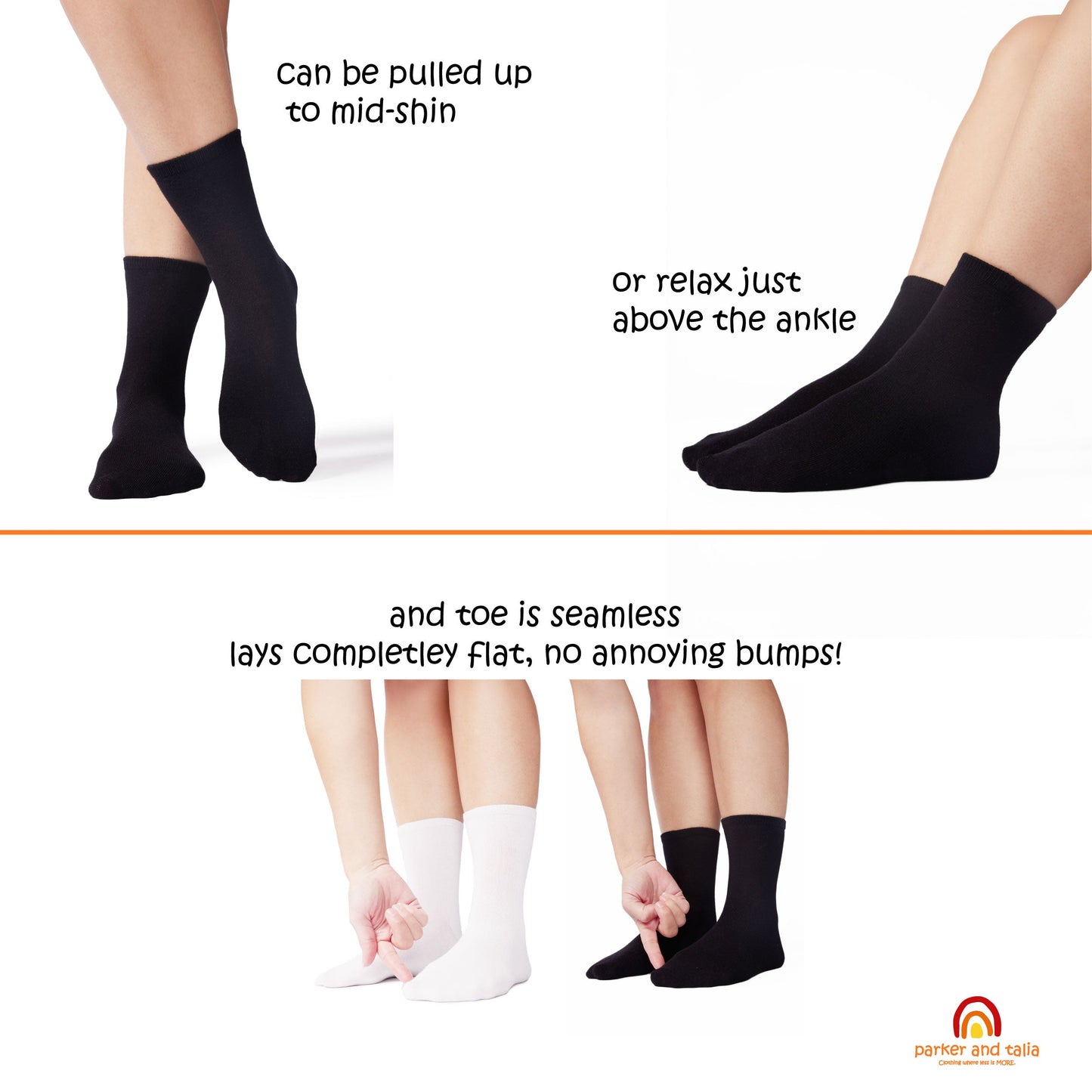CREW 3- Pack Seamless Toe Socks great with Sensory Sensitivities