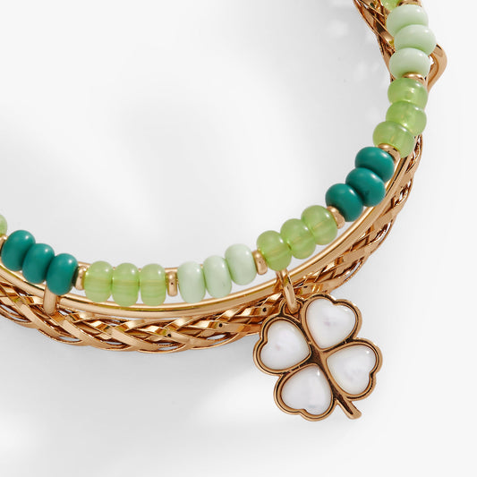 Lucky Four-Leaf Clover Set of 3 Bangles
