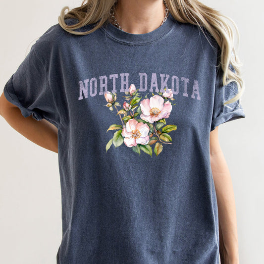 North Dakota State Flower Comfort Colors Tshirt