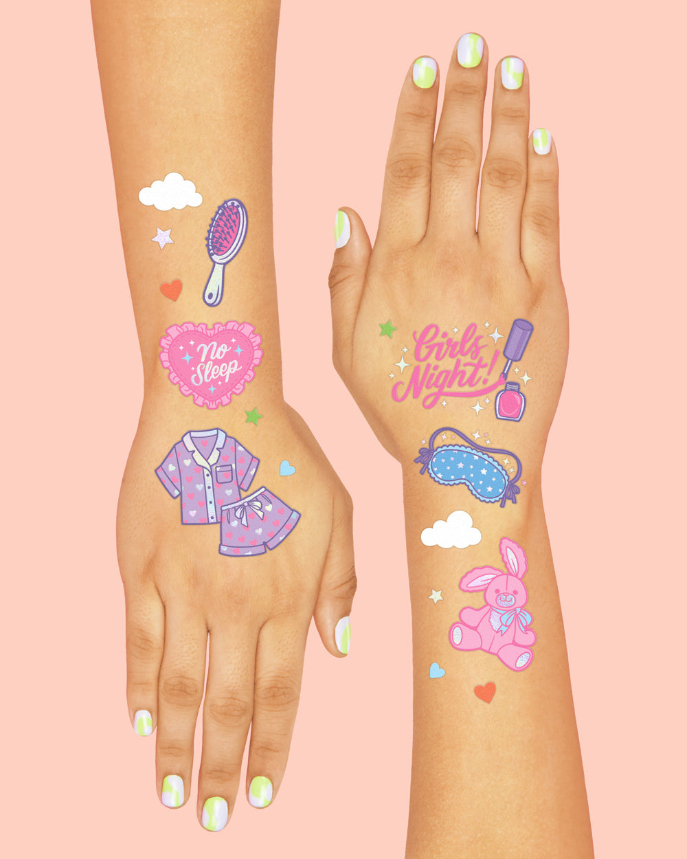 Sleepover Tats - 50 foil temporary tattoos