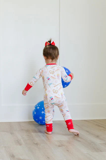 Baseball Snacks Zipper Onesie
