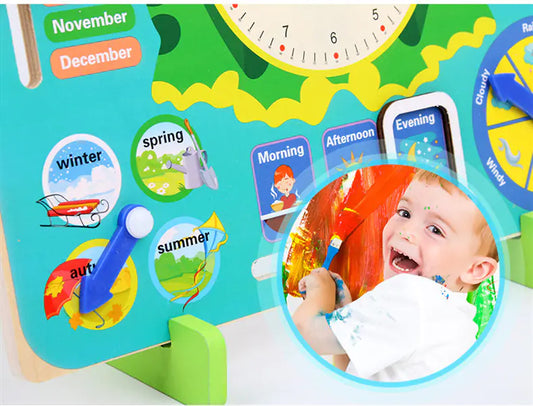 7-in-1 Standing Weather Calendar Clock for Kids