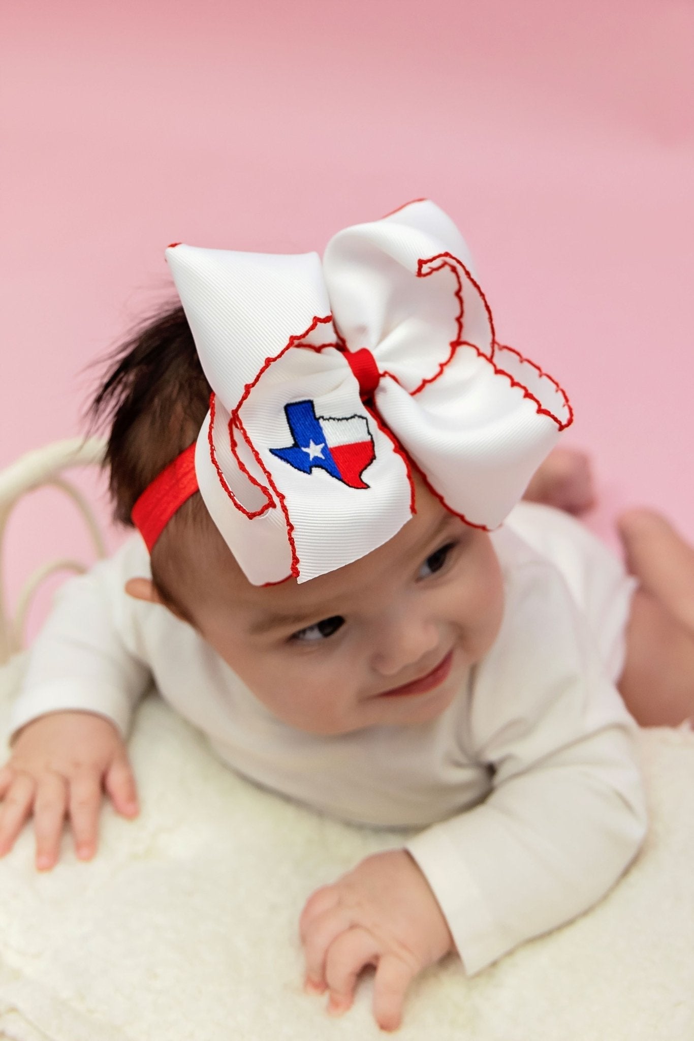 Texas Flag Moonstitch Hair Bow