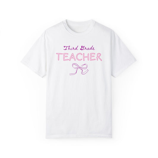 Third Grade Teacher Tee Shirt with Bow