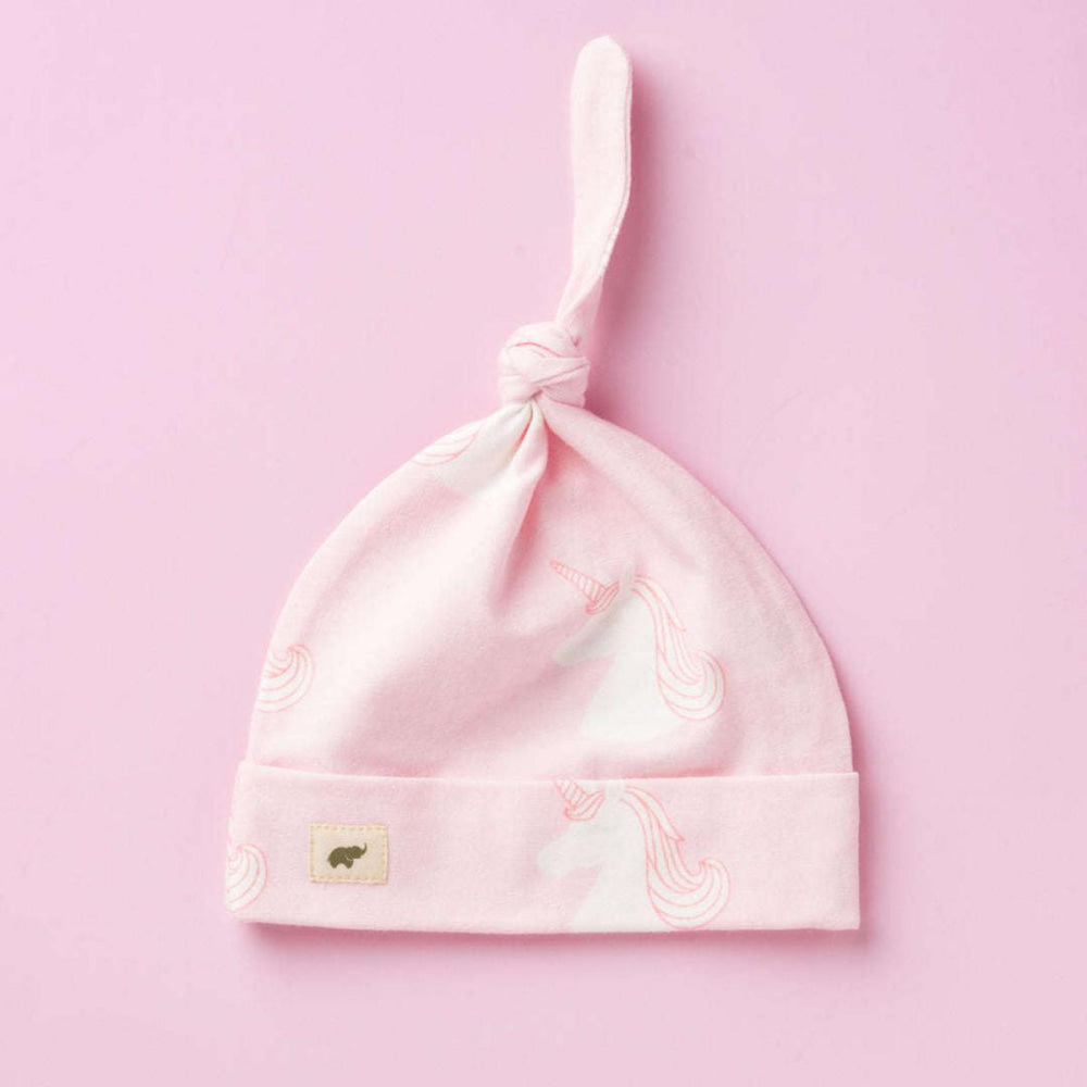 Top Knot Cap - Pink Winking Unicorn