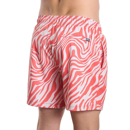 Men’s Premium Compression-Lined Hybrid Shorts – Tropical Swirl - Coral and Sand