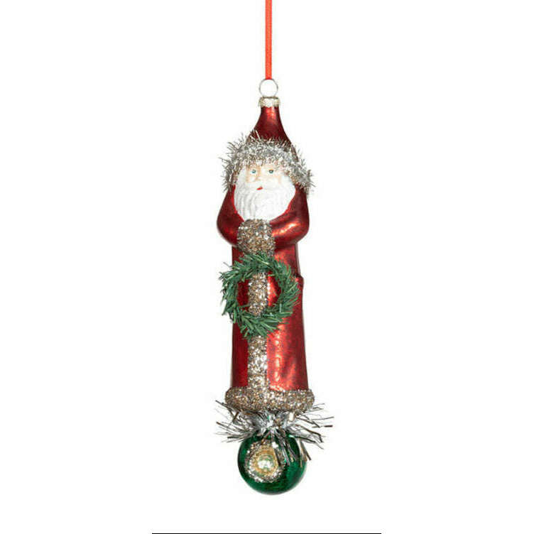 Vintage St. Nick Glass Ornament Set of 2