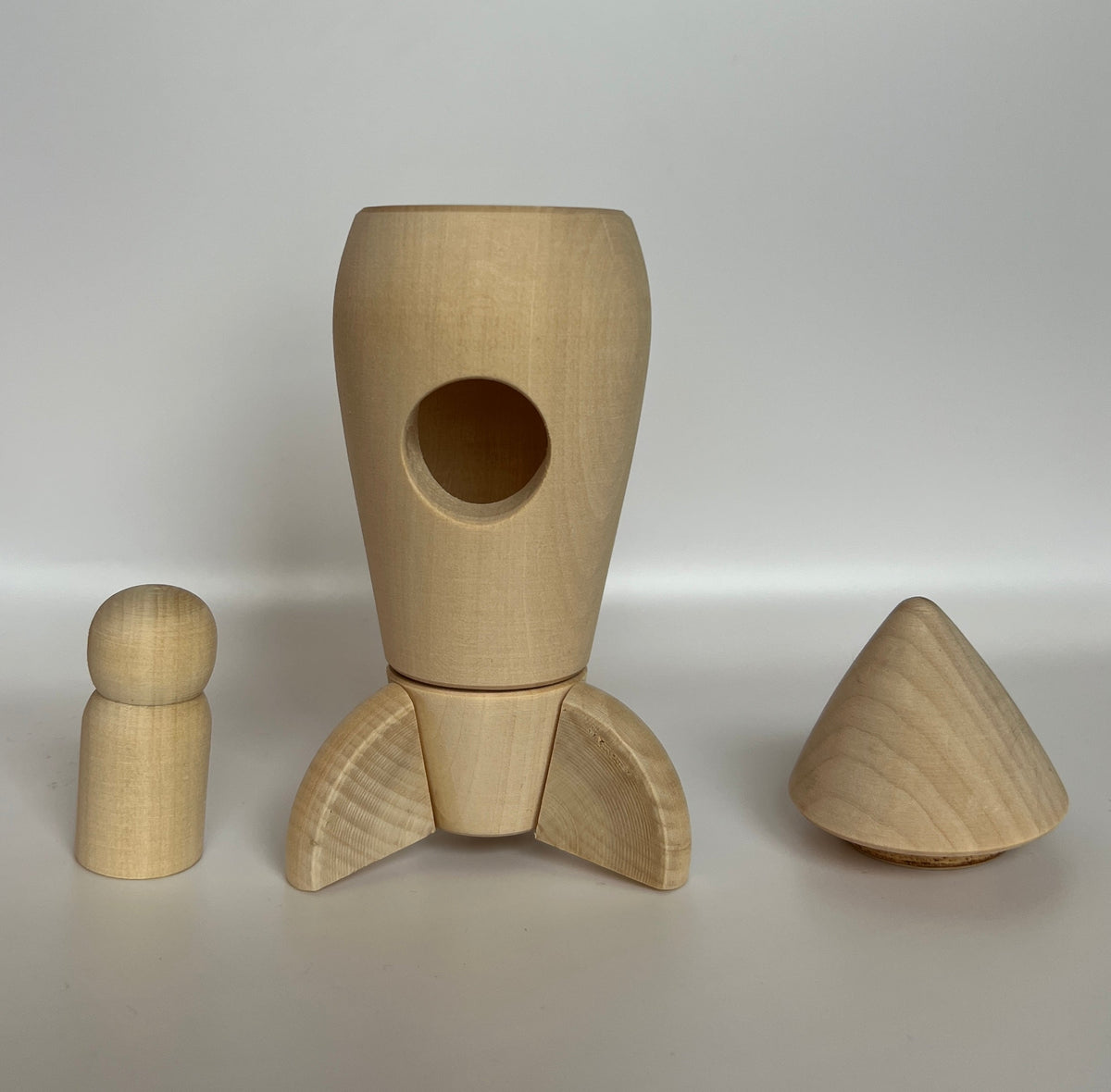 Unfinished Wooden Rocket Ship