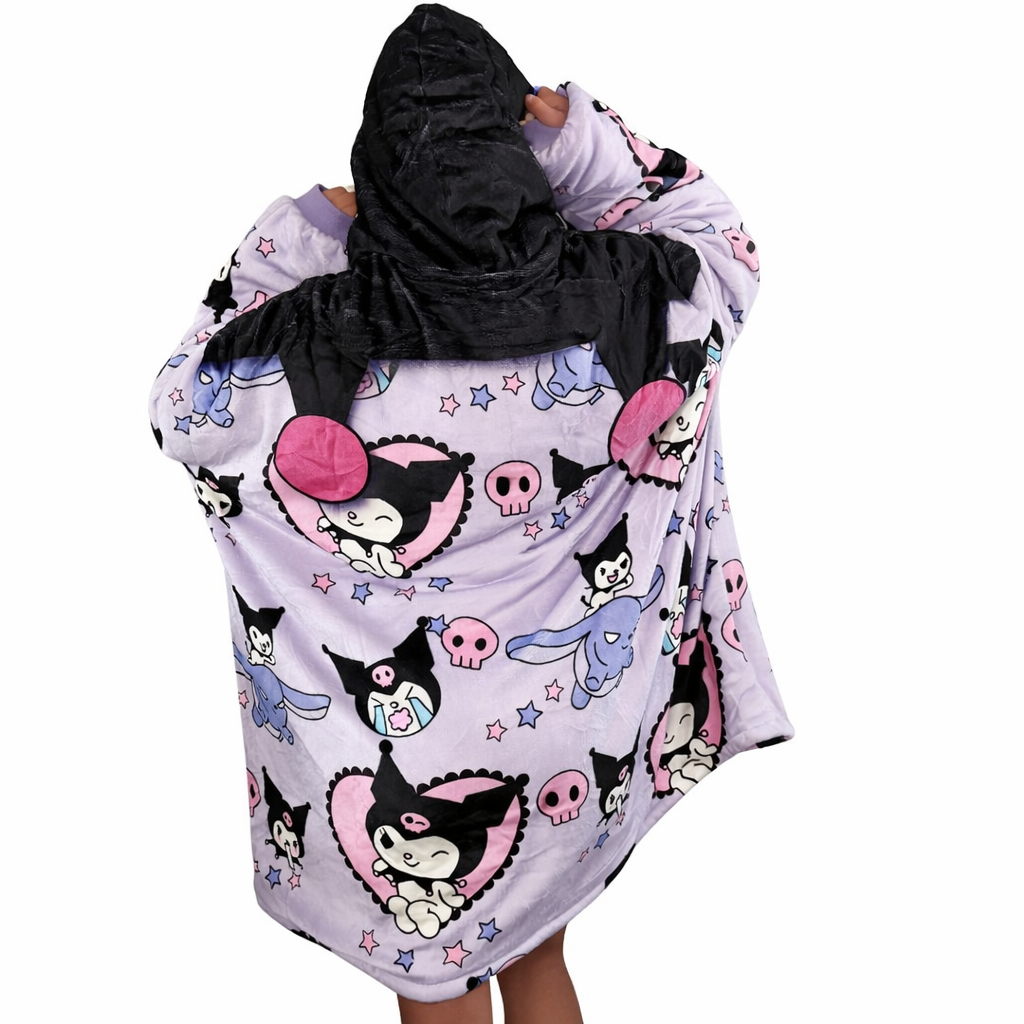 Kuromi Hello Kitty Wearable Blanket Hoodie for Kids & Adults | OLM Toys