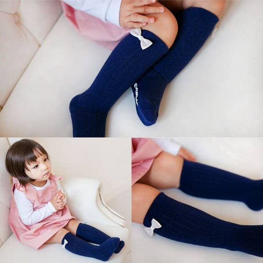 Ribbon Knee Socks - Navy