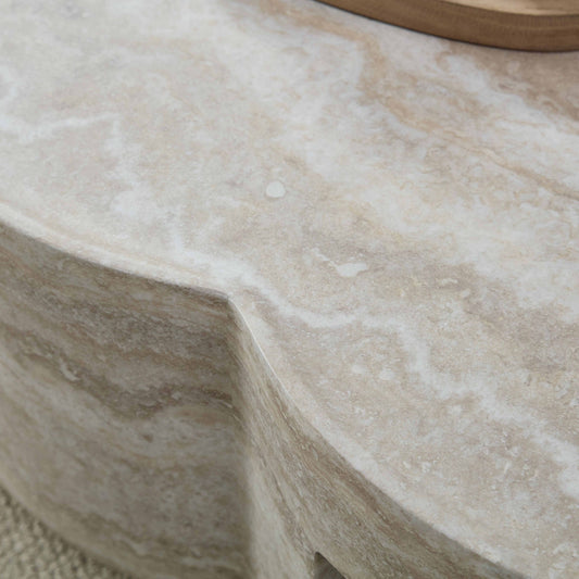 Clover Round Coffee Table With Open Storage - Marble
