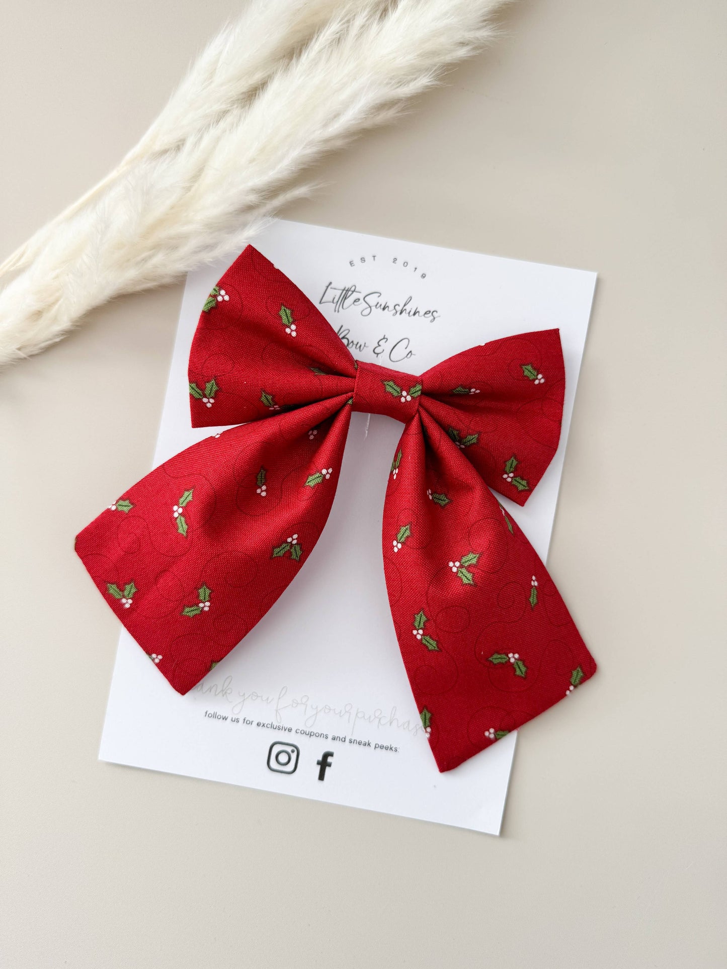 Red Holly Christmas Sailor Bow