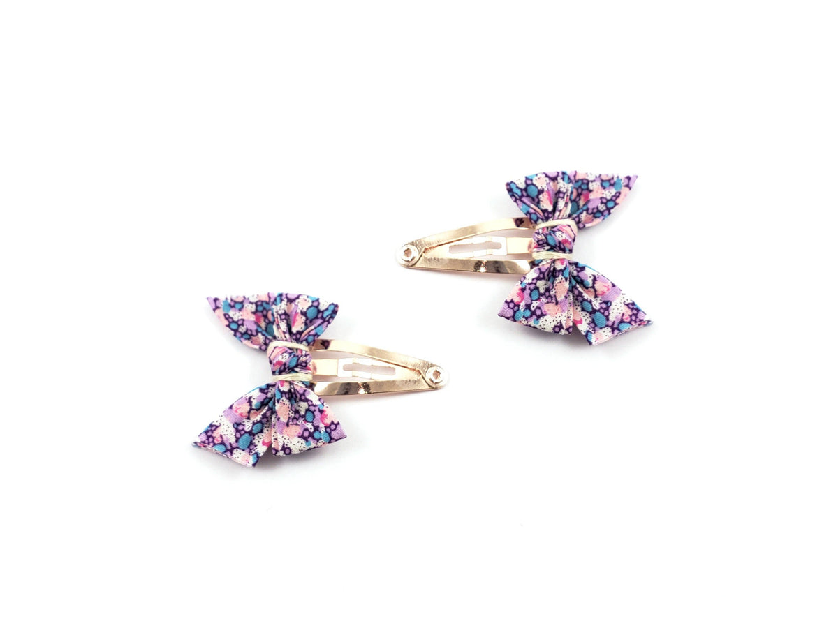 Liberty Print Bow Hair Clips, Rose Gold Plated Brass, Set of