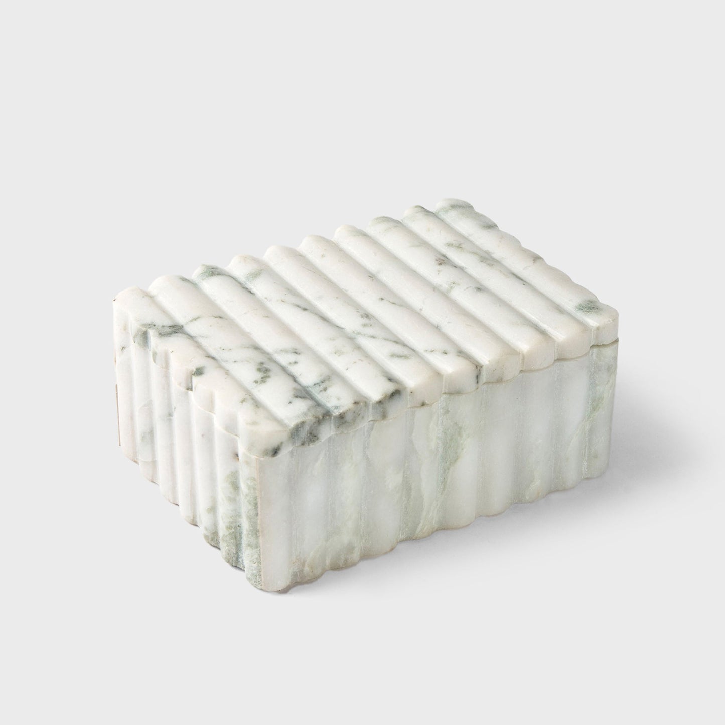 Sculpted Marble Storage Box, Natural Stone