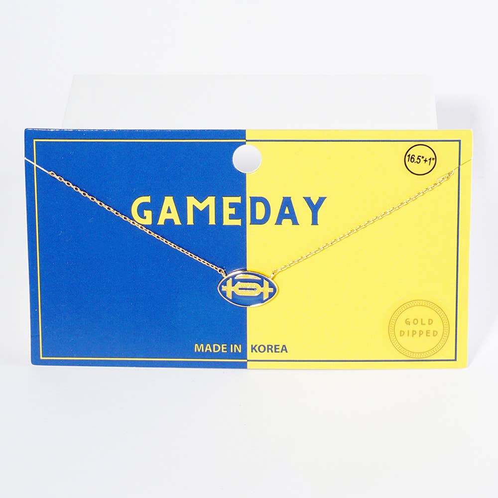Gold Dipped Gameday Enamel Football Pendant Necklace