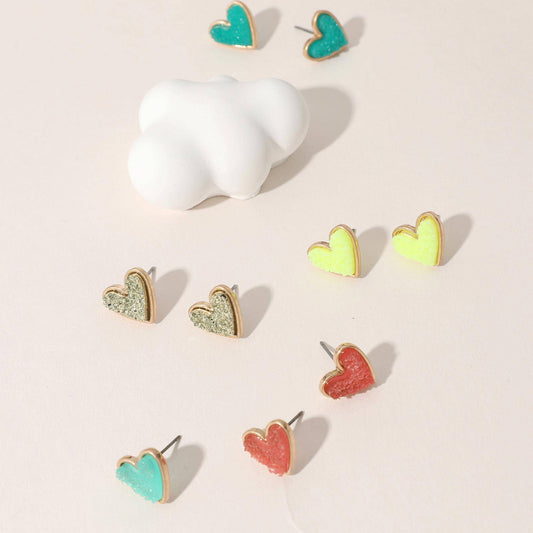 Druzy Heart Stud Earrings