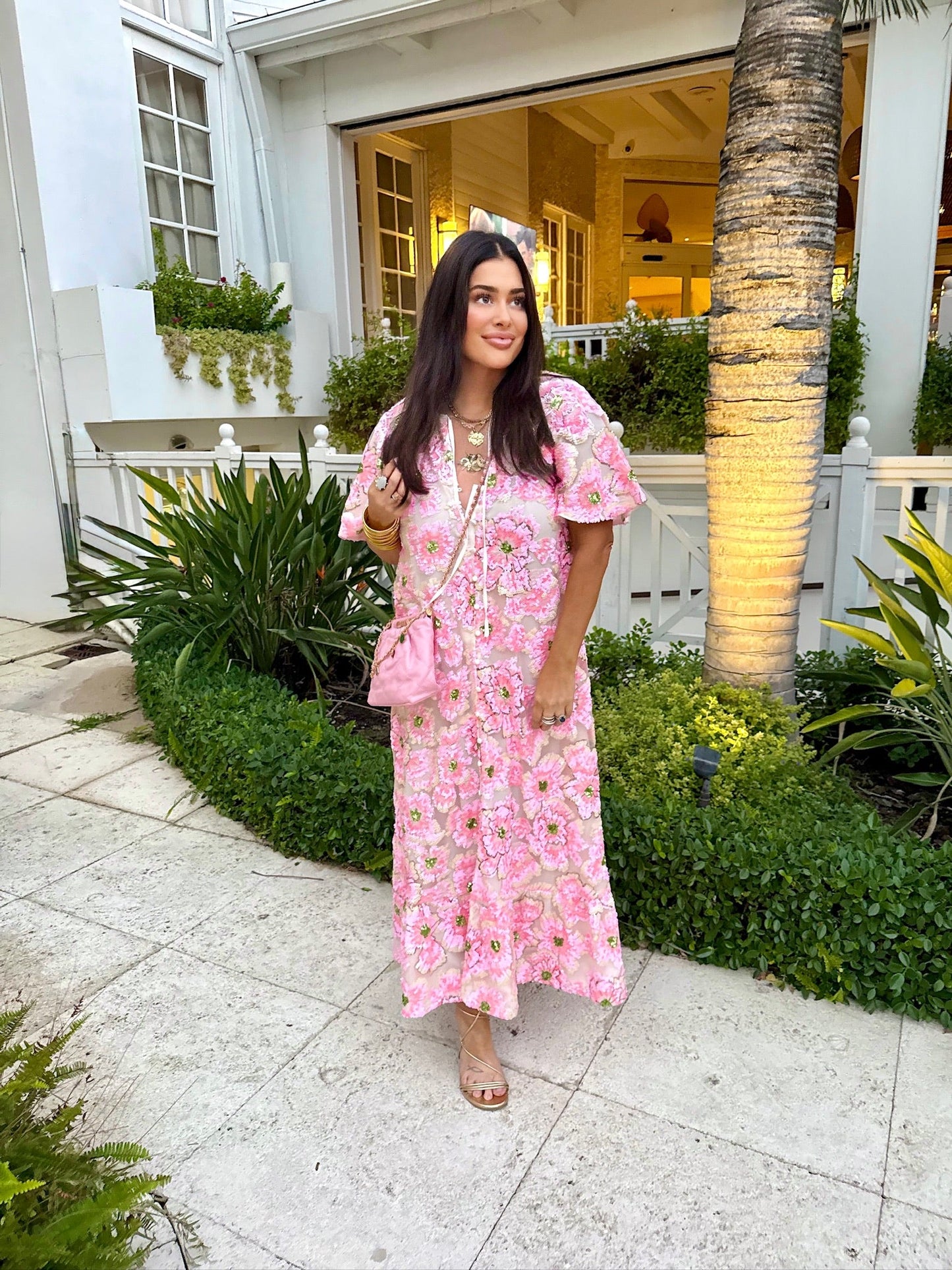 Talulah Caftan Maxi Dress - Pink Blossom
