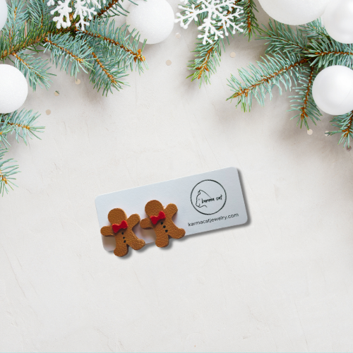 Gingerbread Man Studs // Christmas, Holiday, Lightweight