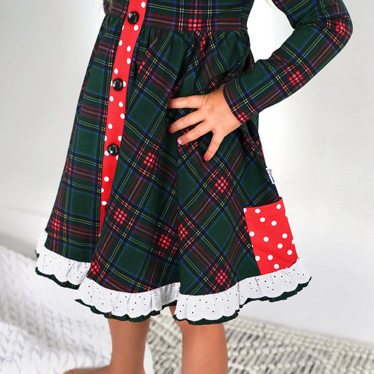 Tartan Button Dress