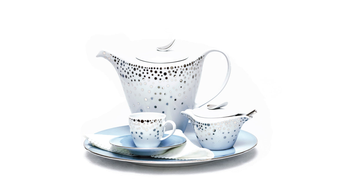 Silver Rain Espresso Cup + Saucer (Set of 4)
