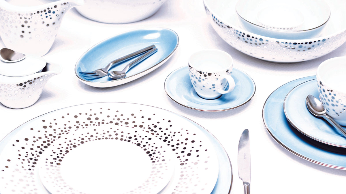Silver Rain Espresso Cup + Saucer (Set of 4)