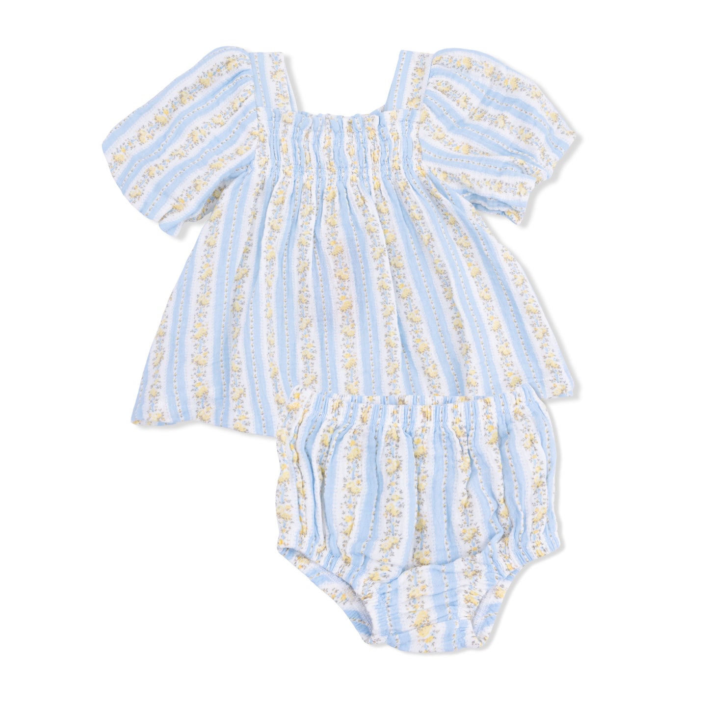 Odalys Floral Stripe - Puff Sleeve Dress with Bloomer