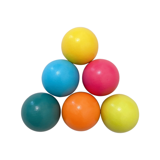 6-Piece Pastel Wooden Balls – 1.8" Diameter | Macaron Colors