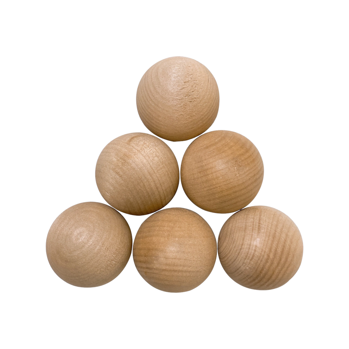 6-Piece Natural Wooden Balls – 1.8" Diameter