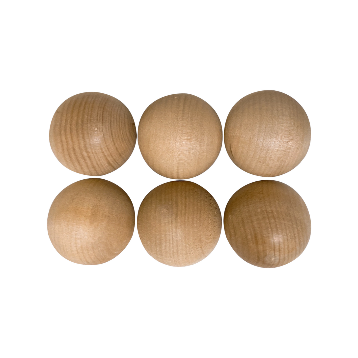 6-Piece Natural Wooden Balls – 1.8" Diameter
