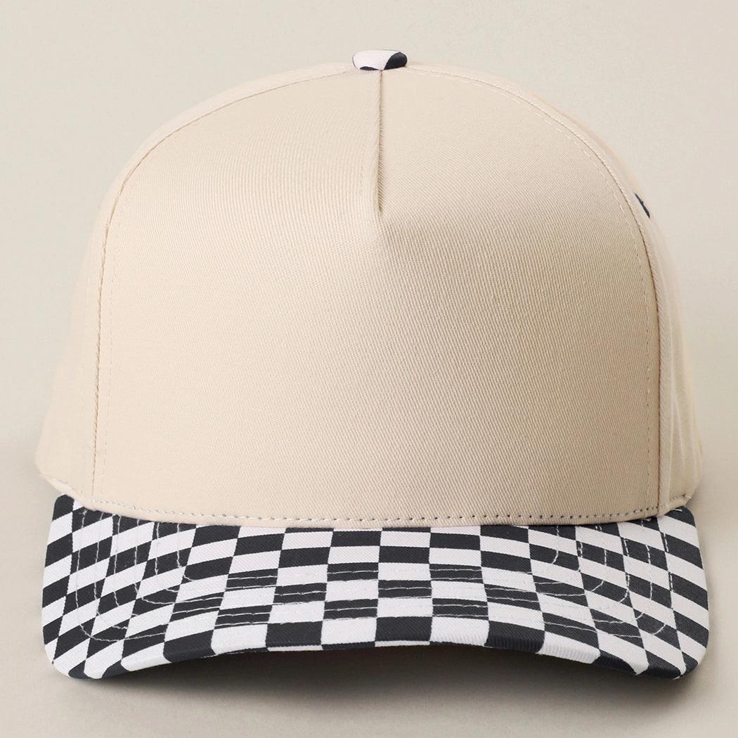 Collegiate Letter or Number Glitter HTV or Fabric Applique Embroidered Adjustable Checkered Bill Snapback Baseball Hat