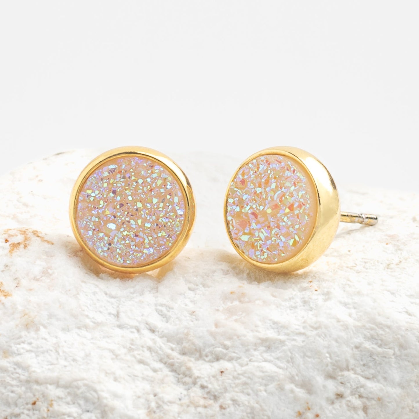 Brittany White Agate Stud Earrings