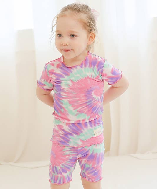 Bamboo Tie Dyeing Purple Pink Short Sleeve PJs