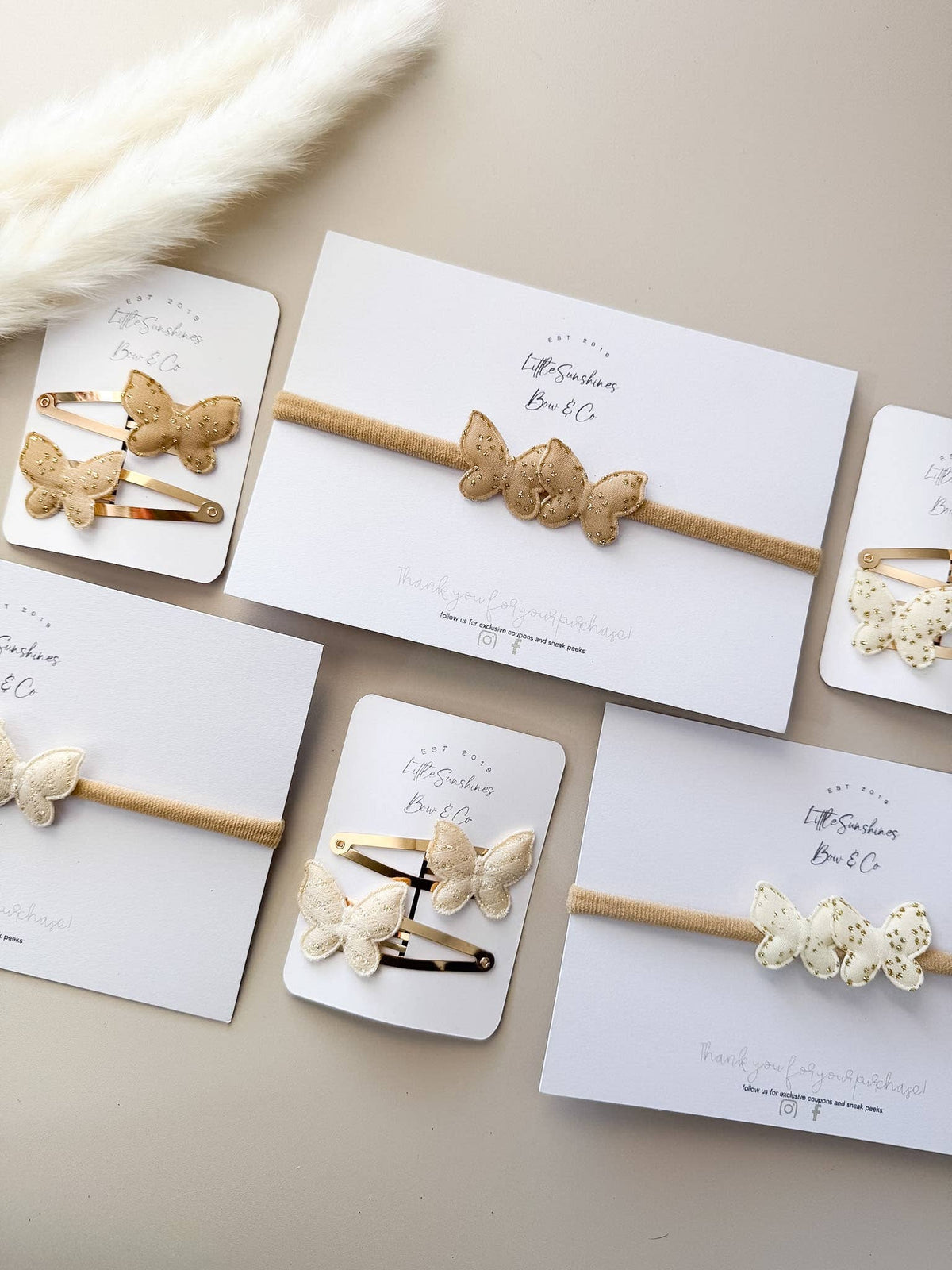 Glitter Butterfly Hair Clips & Nylon Headbands
