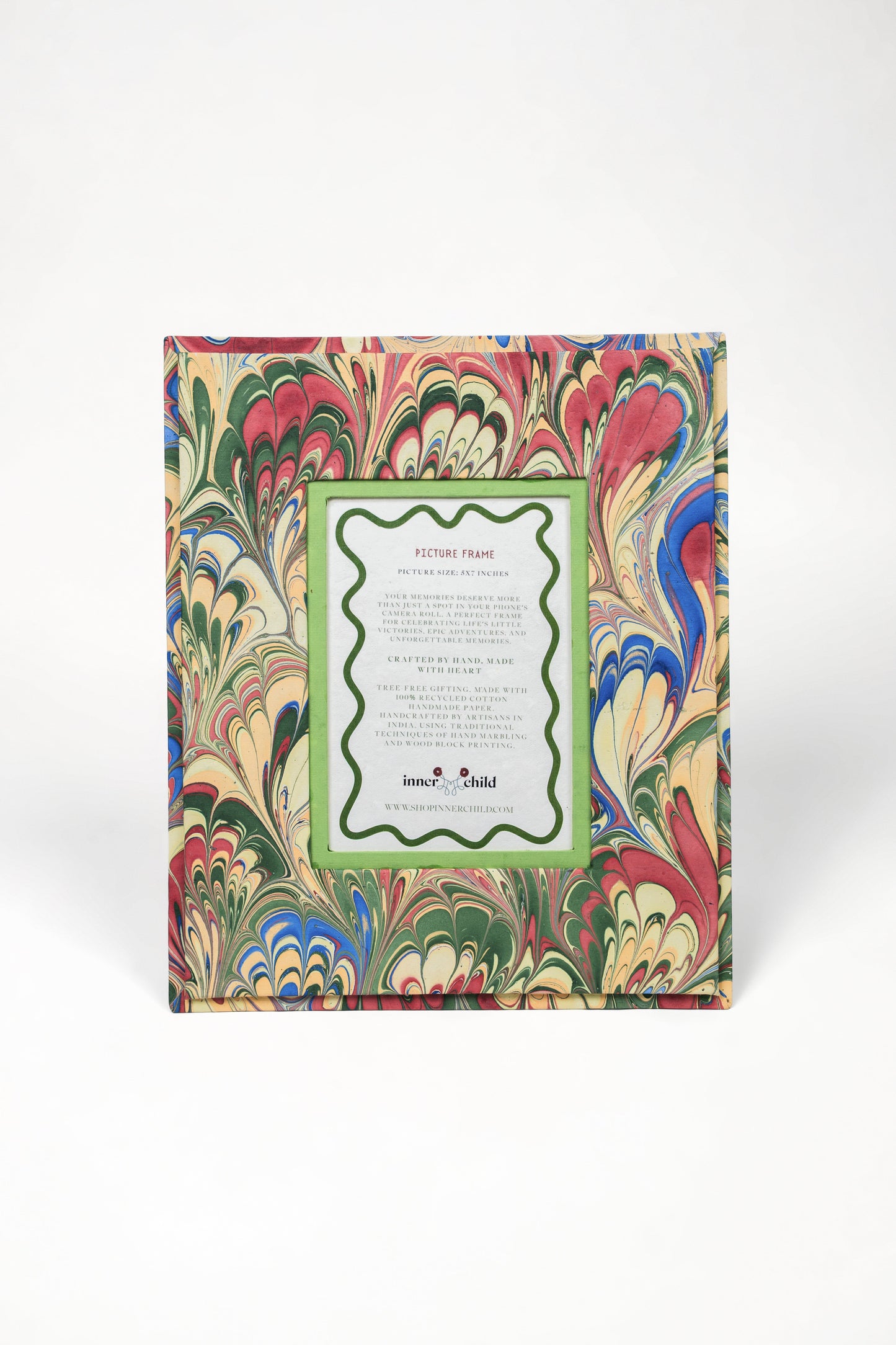 Hand-Marbled Large Wall Picture Frame in Multicolor, 5x7