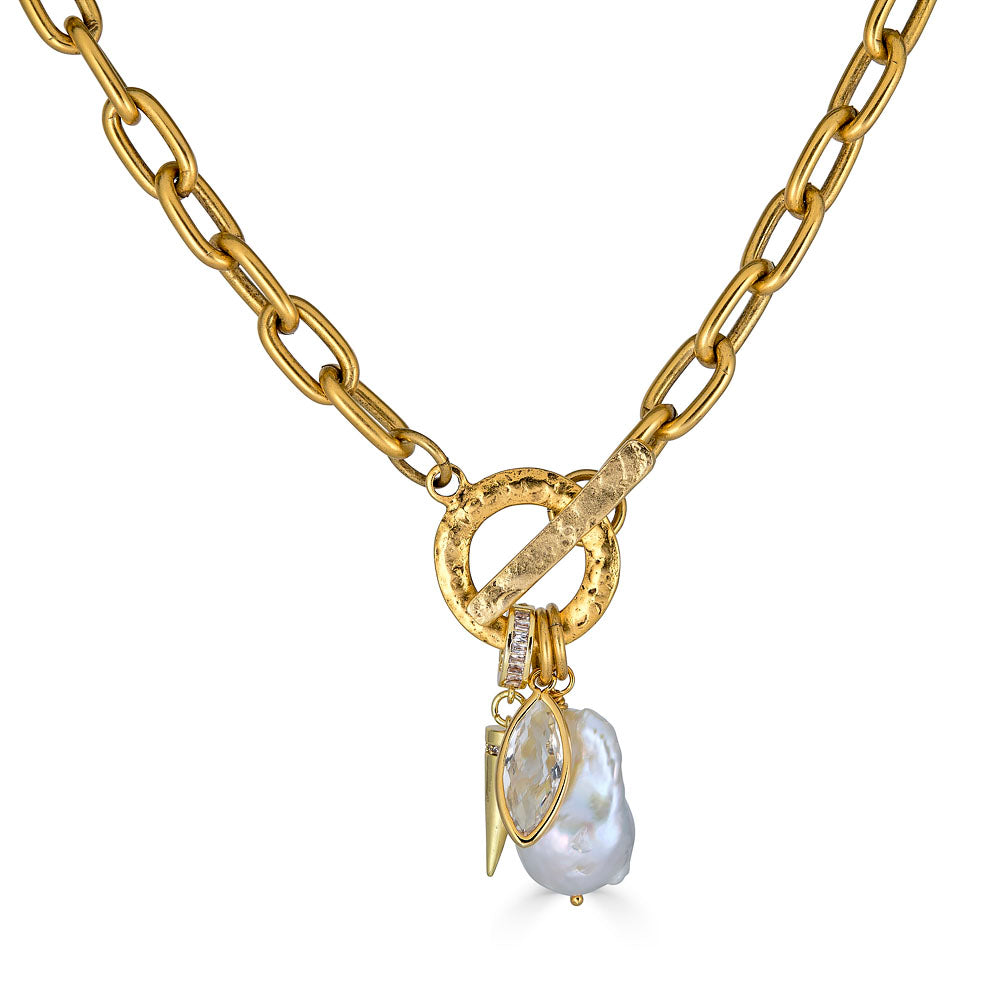 Marquise & Pearl Toggle Necklace