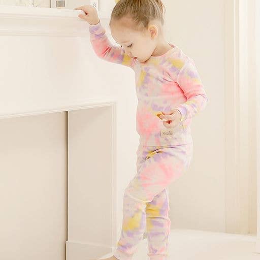 Tie Dye Neon Pink Purple Long Sleeve PJs