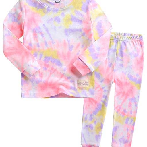Tie Dye Neon Pink Purple Long Sleeve PJs