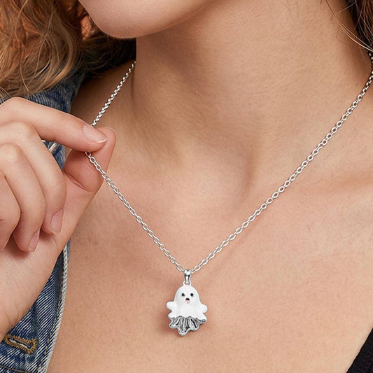 Cute Enamel Ghost Pendant Necklace