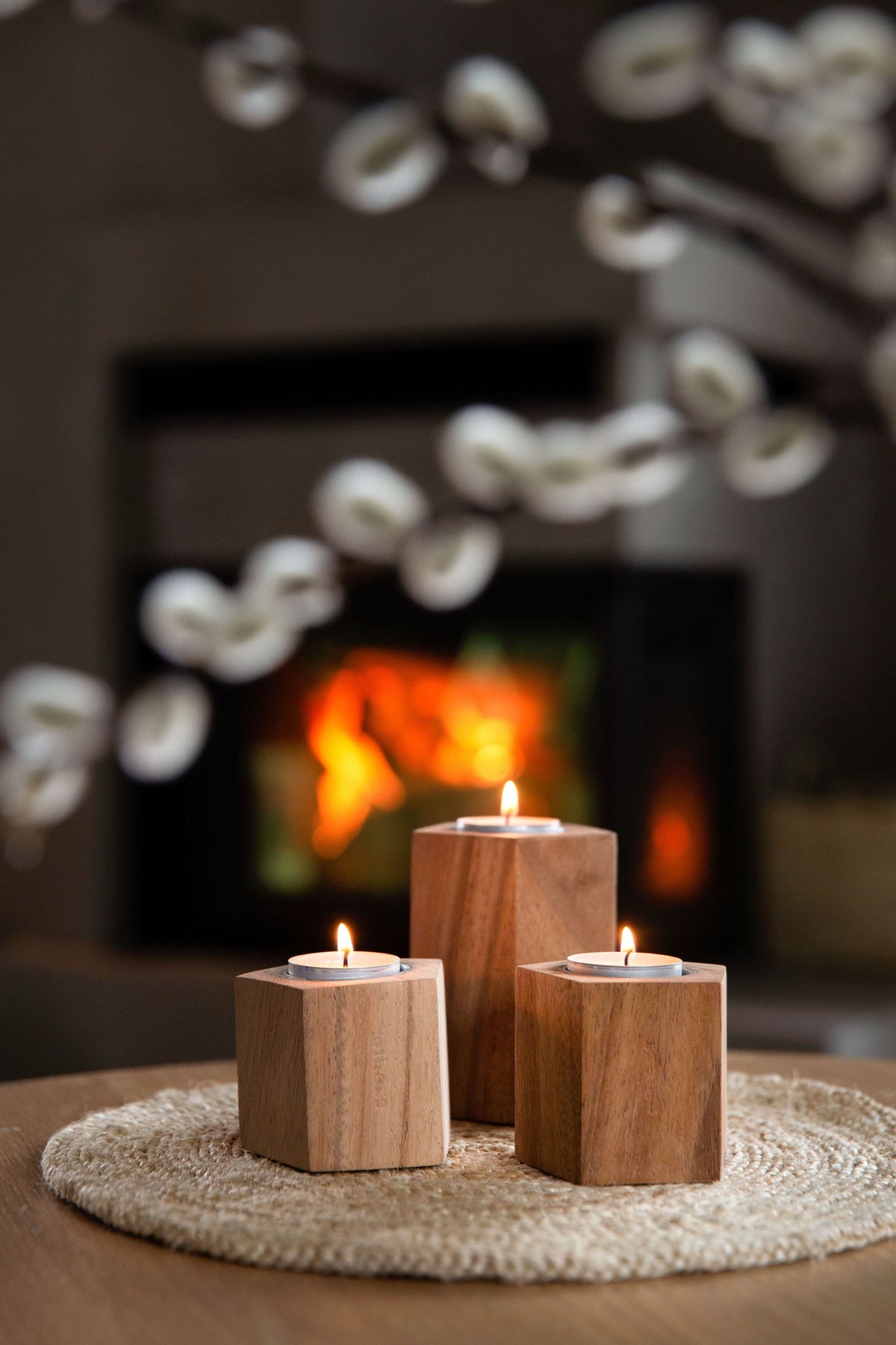 Others Wooden Candle Holder Tall