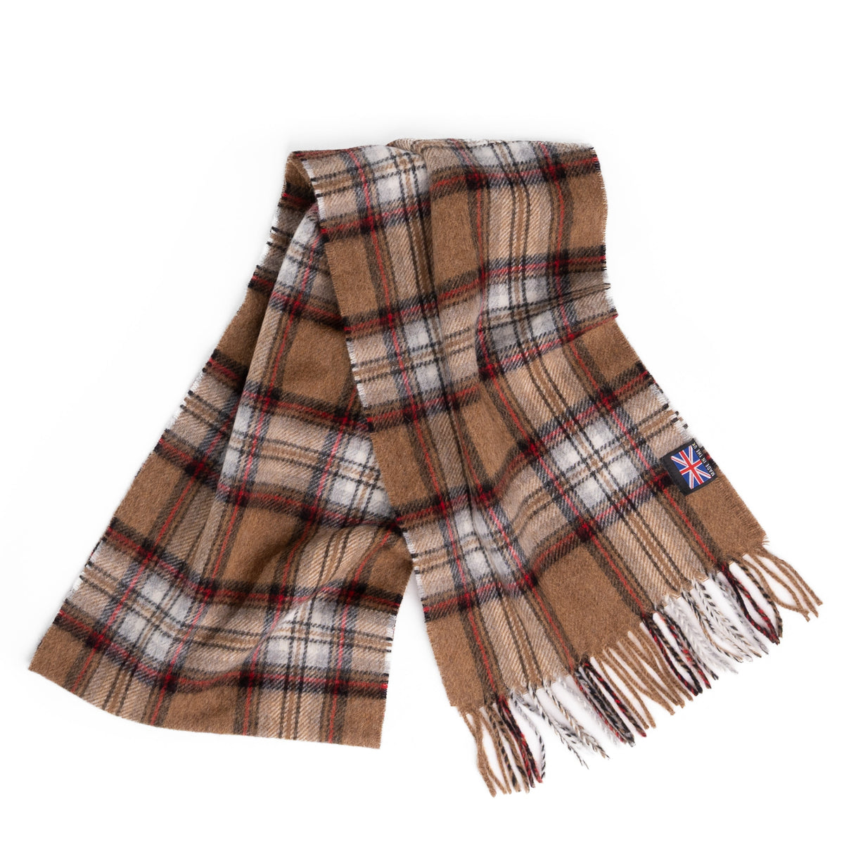 Prince of Scots Merino Lambswool Tartan Scarf (Camel Stewart)
