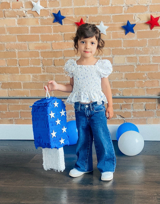 July popsicle piñata (blue with stars)