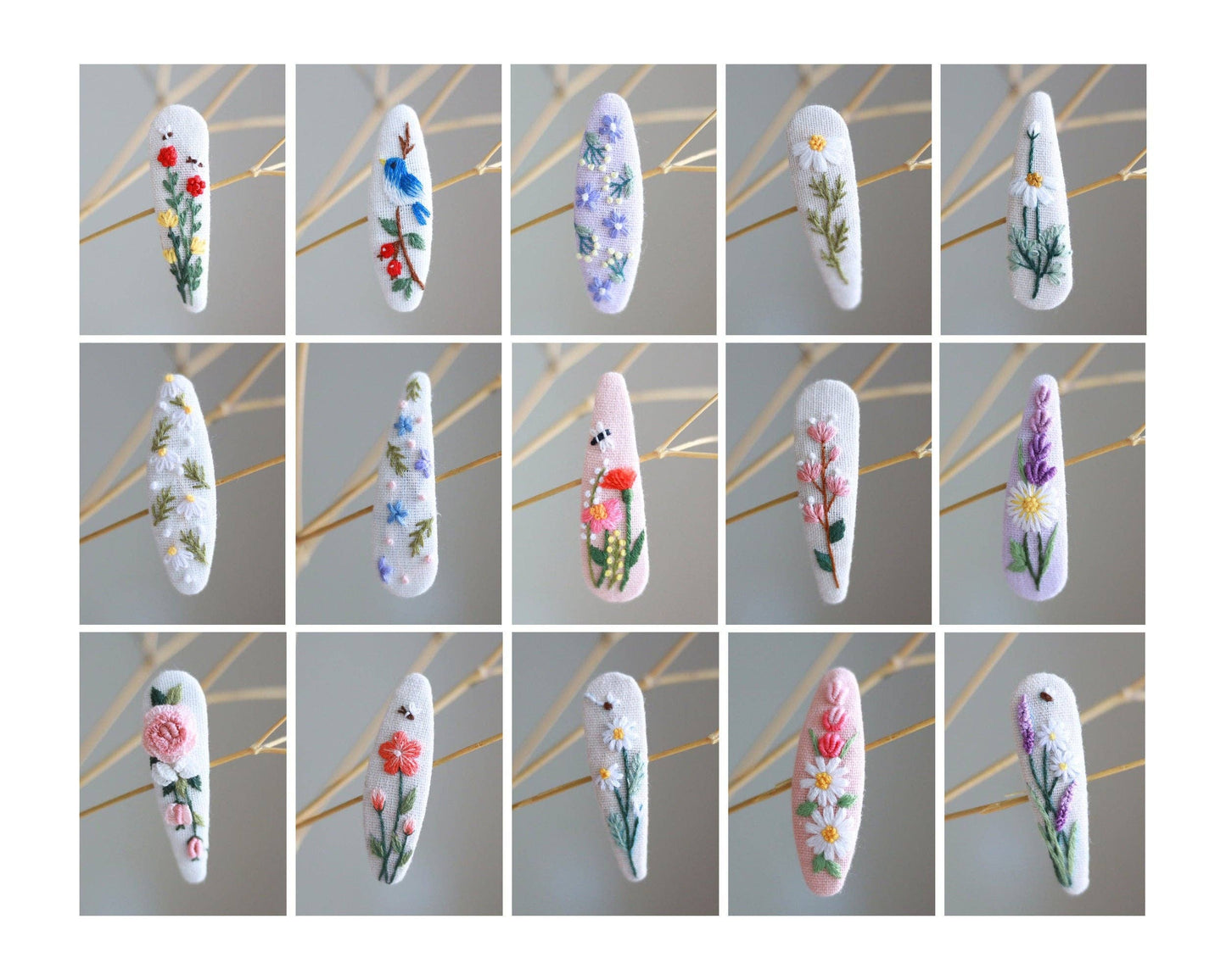 Floral Embroidered Hair Single Clip – Handmade Barrette