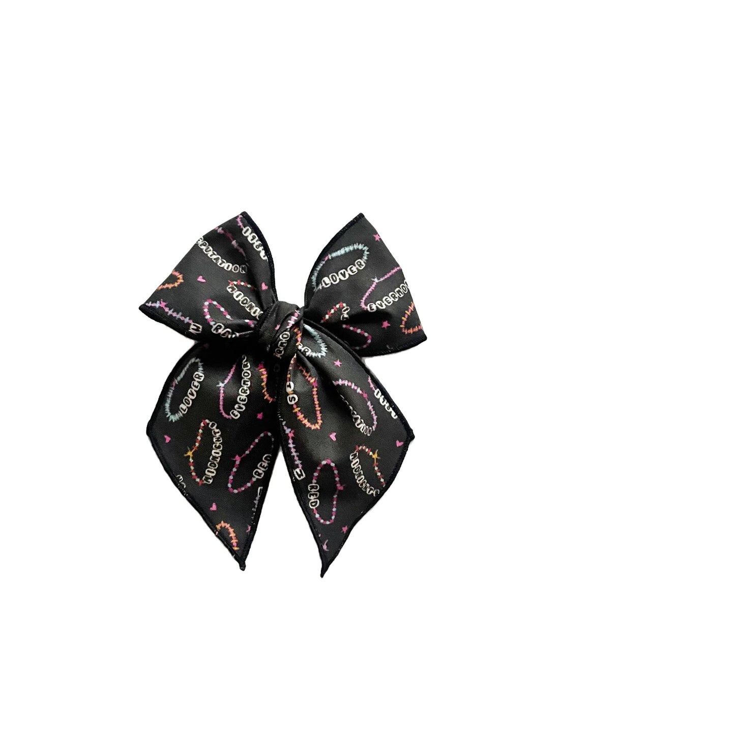 Friendship Bracelet on Black Elle Bow 