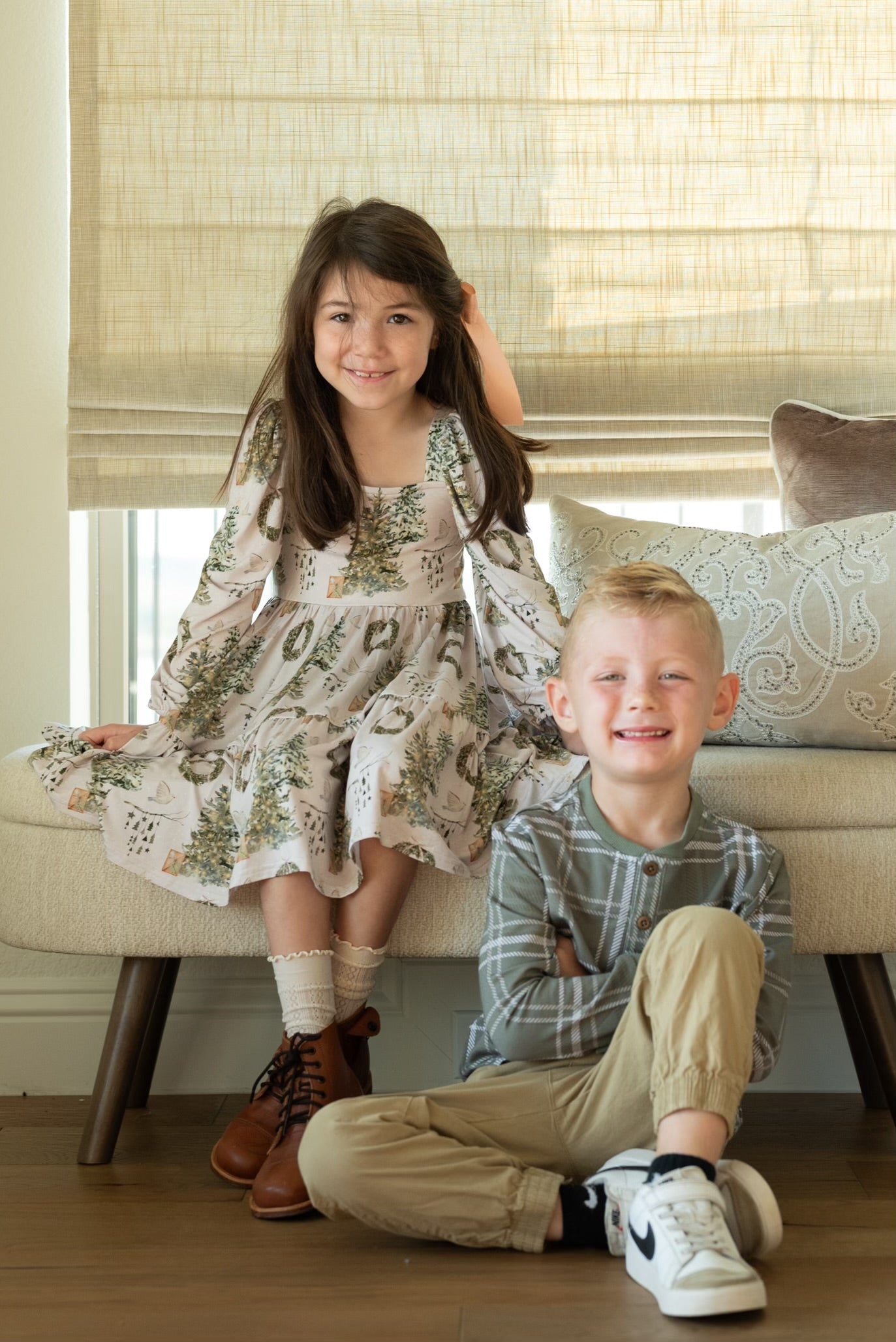 Soft Snow Puff Sleeve Twirl Dress