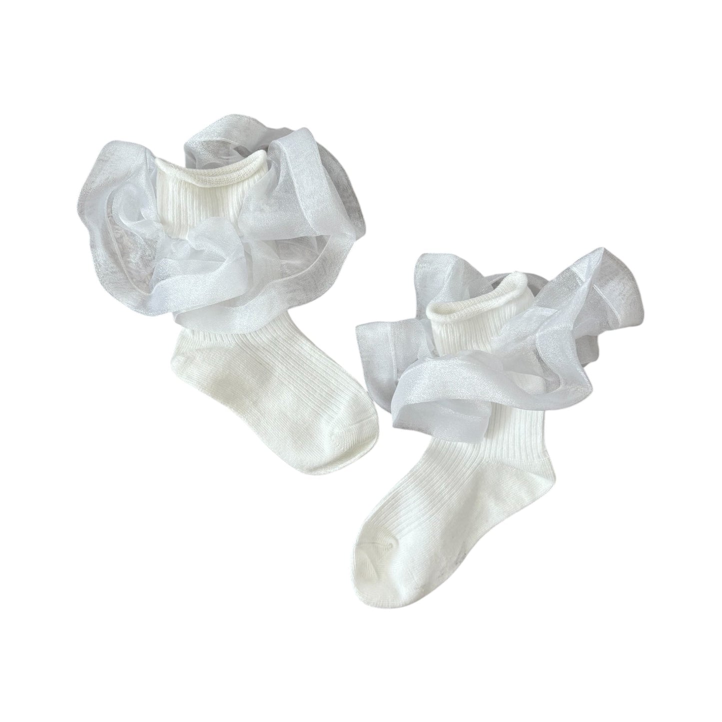 White Organza Ruffle Socks