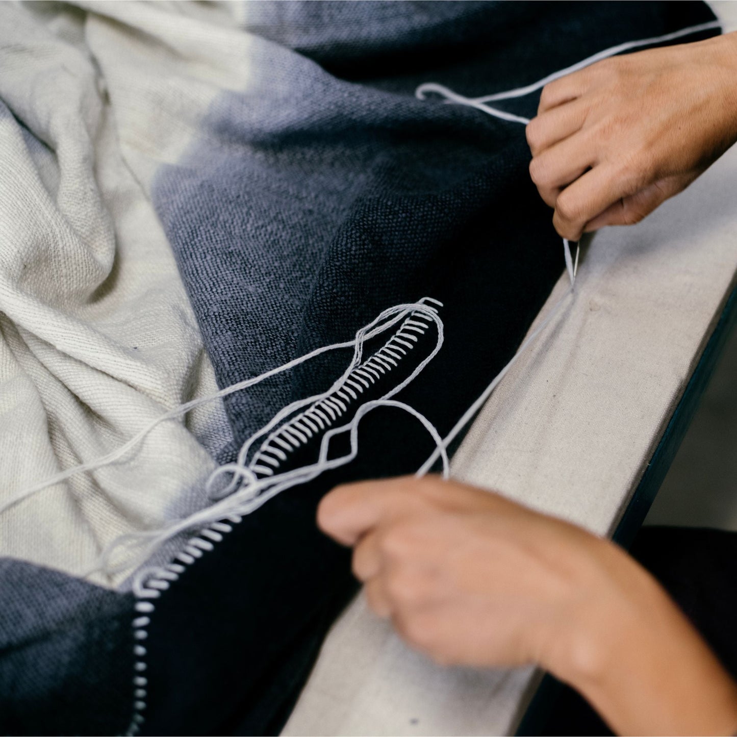 Handwoven Black and White Ink Soft Merino Throw Blanket
