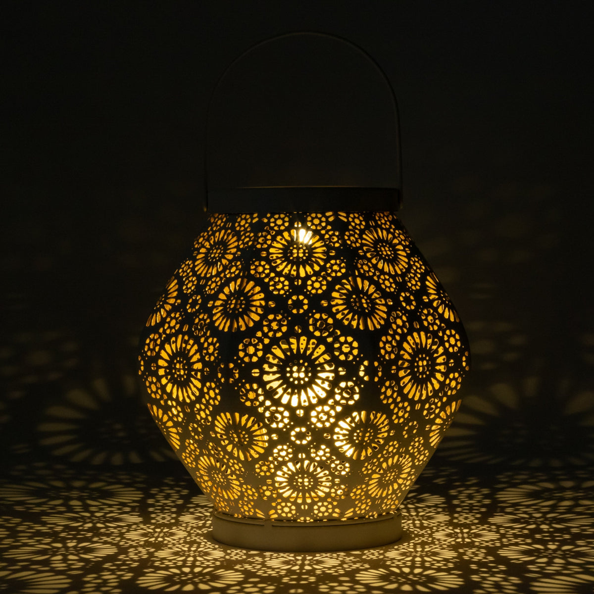 Daisy Punched Metal Solar Lantern