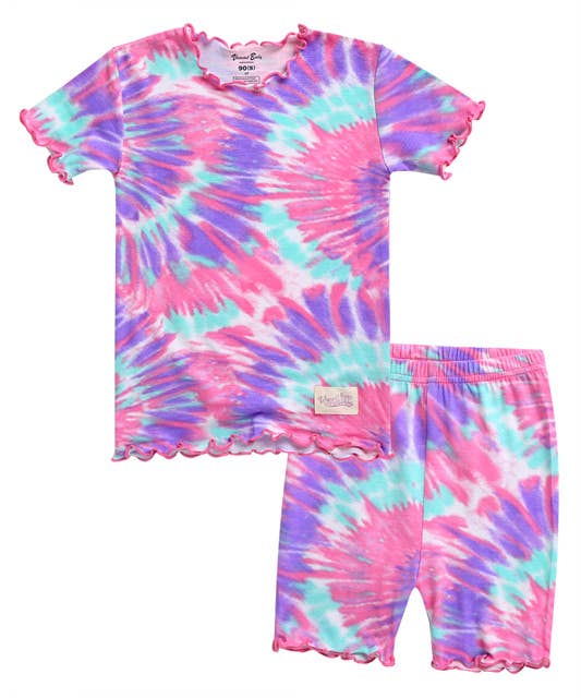 Bamboo Tie Dyeing Purple Pink Short Sleeve PJs